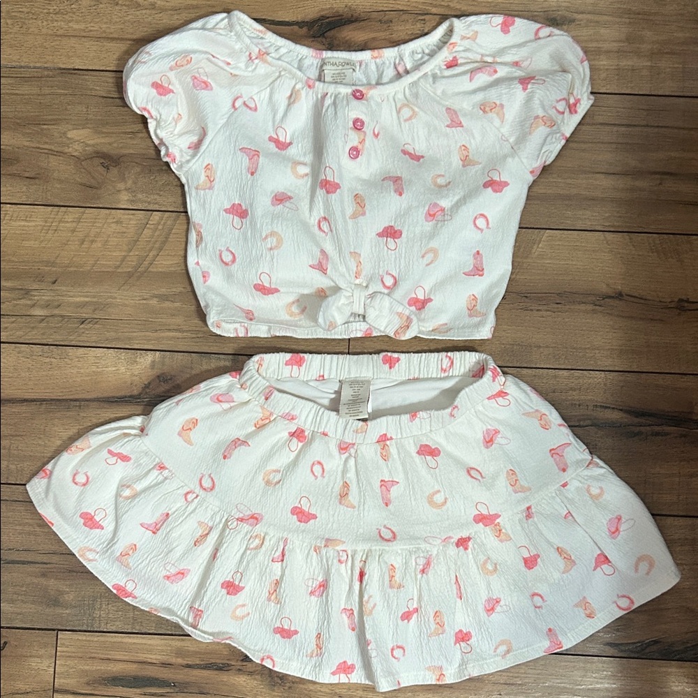 Cynthia Rowley Cowgirl Pink and Cream Kids Skirt Set with Built in Shorts